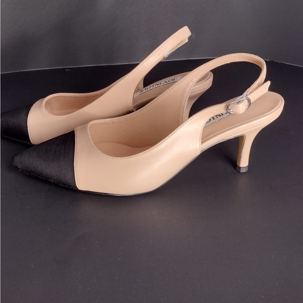 Joy in love Women's Black and Tan Slingback Heels size 8 brand new w/out box - Picture 3 of 6